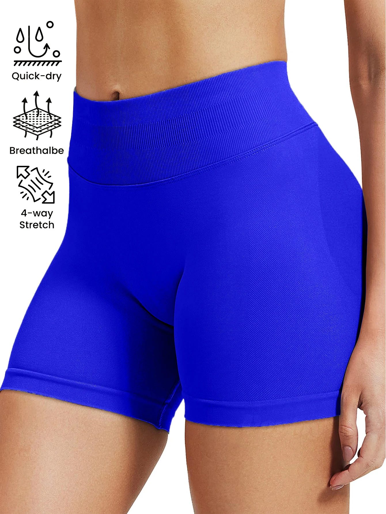 Pilates-Strickshorts für mittelschweres Training, hohe Dehnbarkeit, pfirsichfarbene Hüften, keine unangenehmen Linien, lässige Fitness – Detail 16