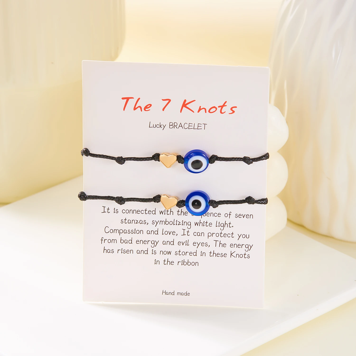 Einfaches türkisches blaues Evil Eye 7-Knoten-geflochtenes Armband für Damen und Herren, glückliches rotes Seil, handgefertigtes Armband, Ästhetik, Party-Schmuck – Detail 25
