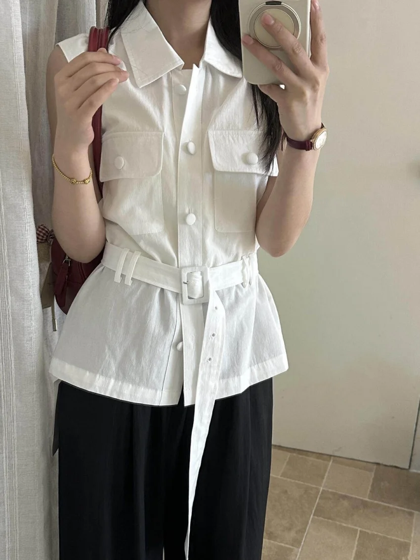 Alien Kitty Women Sleeveless Shirt Vest Waistcoat Summer 2026 New Daily High Street Office Lady Chic Slim Fit Casual Blouse