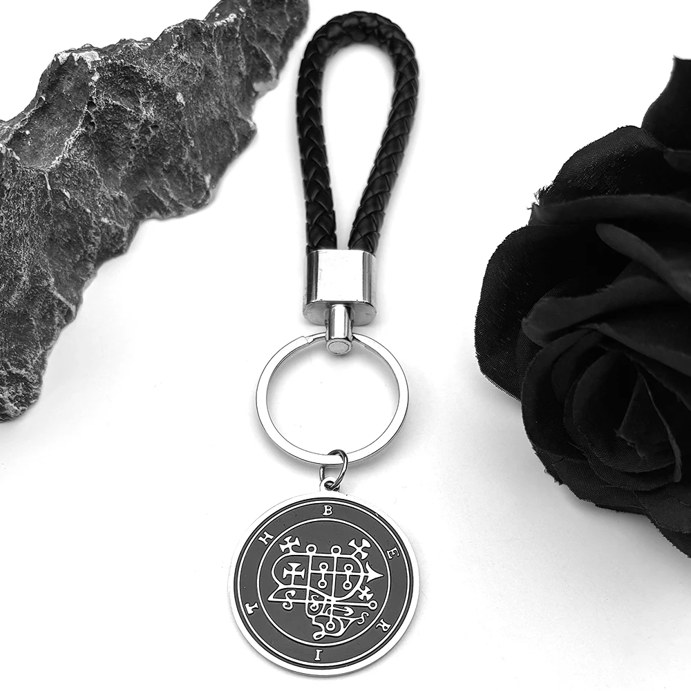 Astaroth Berith Goetia Stainless Steel Keyring Silver Color Men Male Solomon Demon Seal Satan Sigil Satanique Patch Pin Jewelry