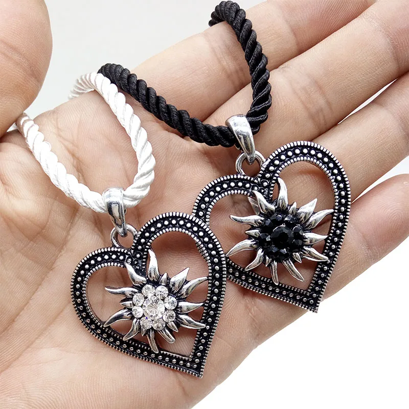 New Simple Vintage Edelweiss Flowers Pendants Necklace for Women Party Charming Multicolor Milan Rope Necklace Jewelry Wholesale