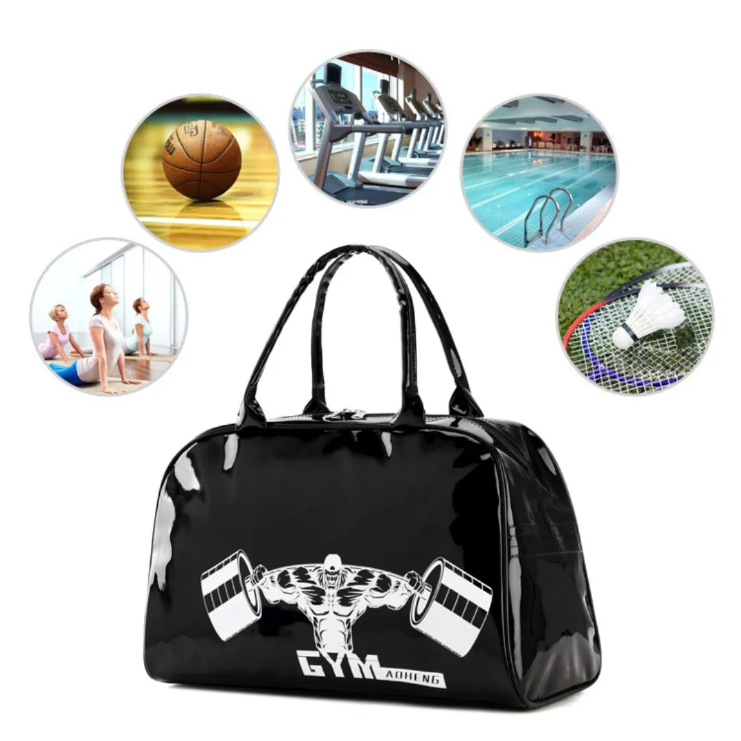 Sports Duffle Gym Bag Waterproof PU Leather Weekend Travel Overnight Bag for Men Women Holdall Bag for Fitness Shopping Leisure