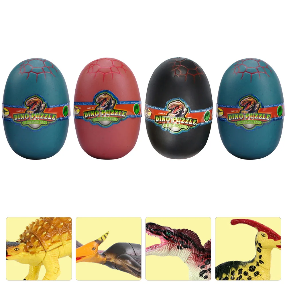 4 Pcs Dinosaur Eggs Toys Funny Kids Model Plaything 4D Puzzle Mini Plastic Assembling Puzzles Child