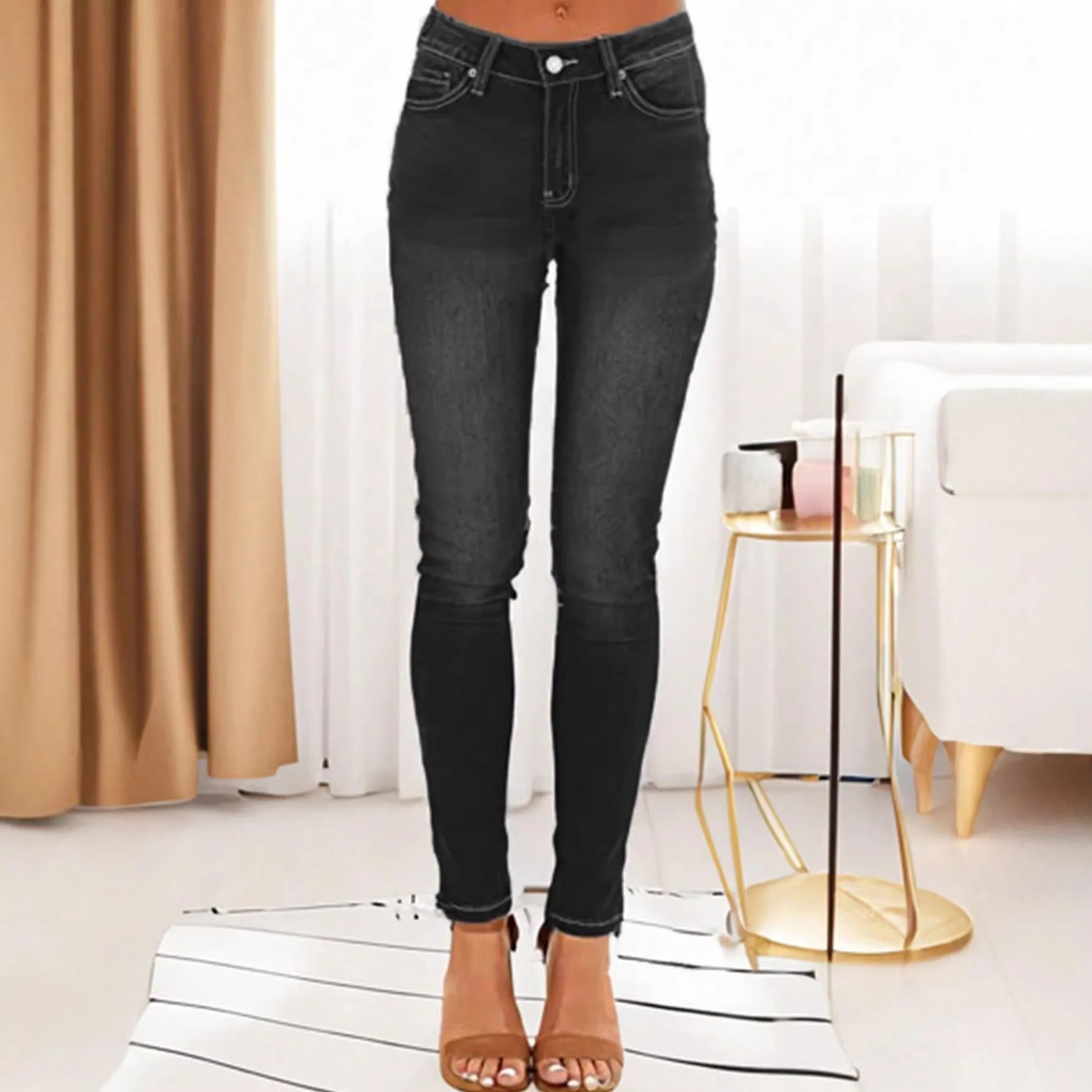 High Quality 2026 New Women Denim Jeans Slim Fit Elastic Tapered Skinny Stretch Denim Trousers