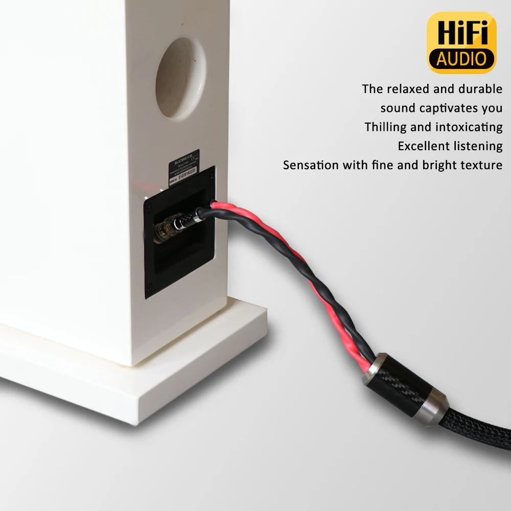 Preffair-OCC Prata Banhado Cabo Do Altifalante, Fibra De Carbono, Ródio Banhado Banana Plug, Alta Qualidade para Amplificadores