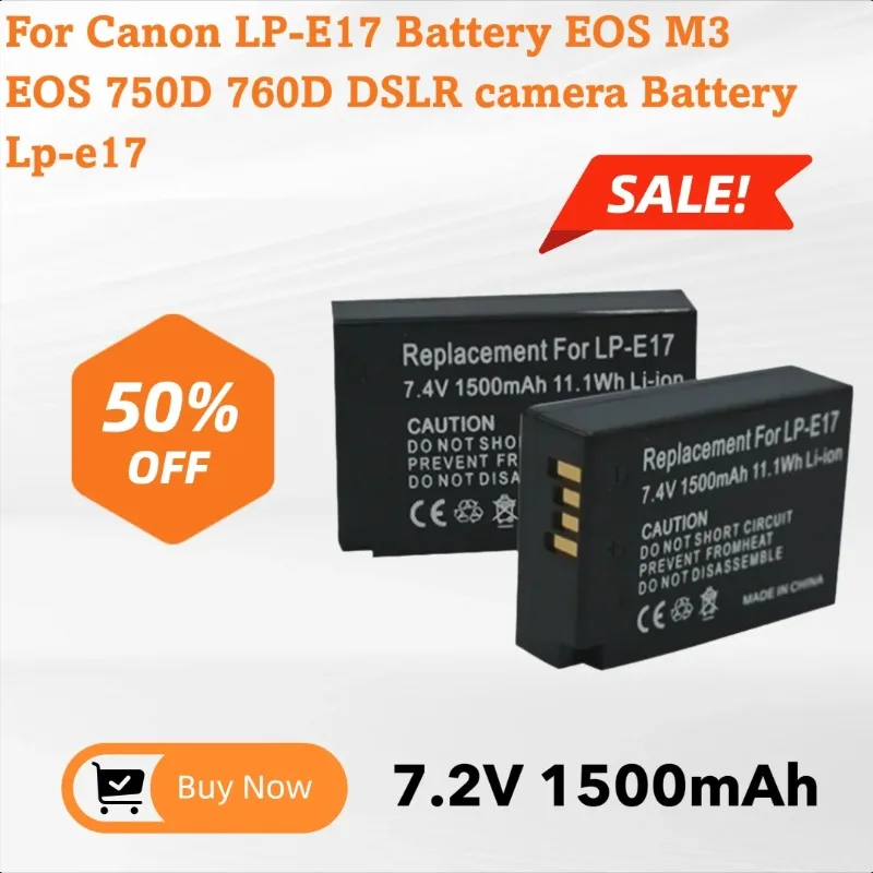 

7.2V 1500mAh Suitable for Canon LP-E17 Battery EOS M3 EOS 750D 760D DSLR Camera Battery Lp-e17