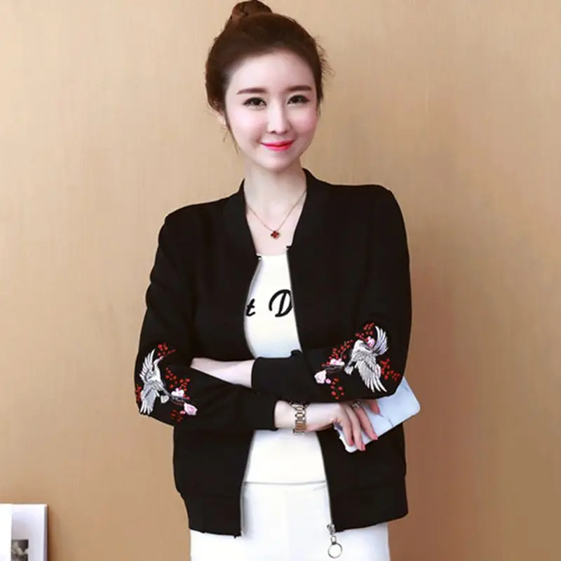 

Petite Friendly Baseball Jacket Women 2025 Spring Autumn Loose Slimming Embroidery Short Top Lightweight