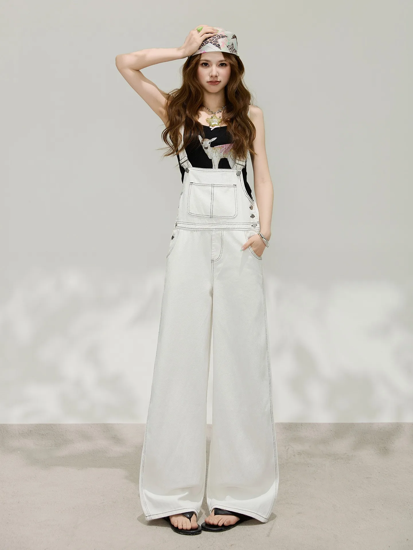 

Весенний женский повседневный джинсовый комбинезон с высокой талией и широкими штанинами из струящейся вискозной ткани, свободного прямого кроя