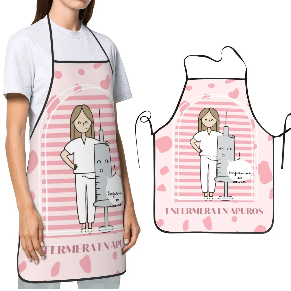 Gifts for Men Women Chef Apron Doctor Nurse Enfermera En Apuros Product Cooking Kitchen Apron Adjustable Oil & Water Resistant