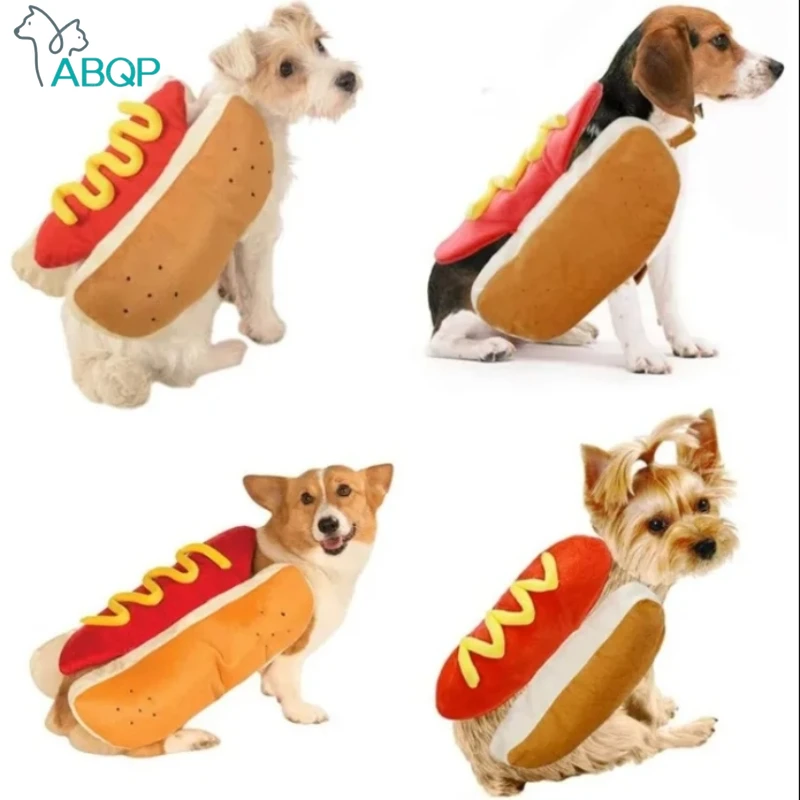 Dog Funny Halloween Costumes Hot Dog Shaped Dachshund Sausage Adjustable Clothes Pet Apparel Dressing Up Party Costume