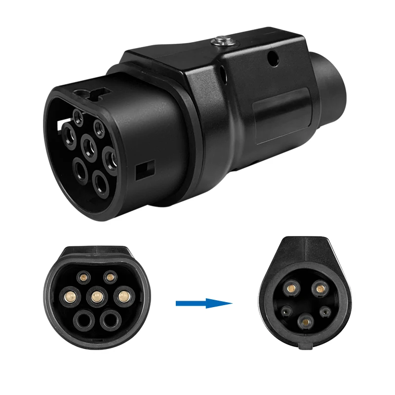 EVqiaoyi محول شحن السيارات الكهربائية GB/T إلى النوع 1 موصل 32 أمبير 7 كيلو وات من GB/T Pile إلى محول النوع 1 للسيارات الكهربائية القياسية الأمريكية