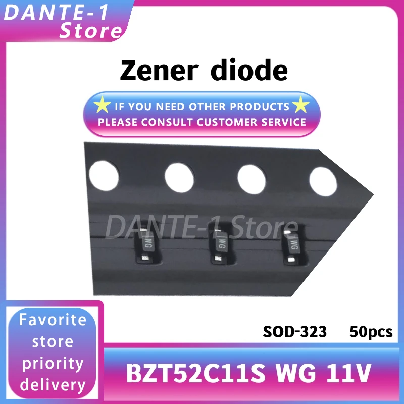 0805 SMD Zener diode BZT52C11S Silkscreen WG 11V Package SOD-323