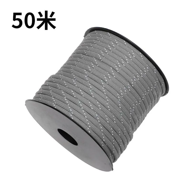 50 meters outdoor 7-core parachute rope high reflective paratrooper rope emergency rescue rope survival rope tent pull rope