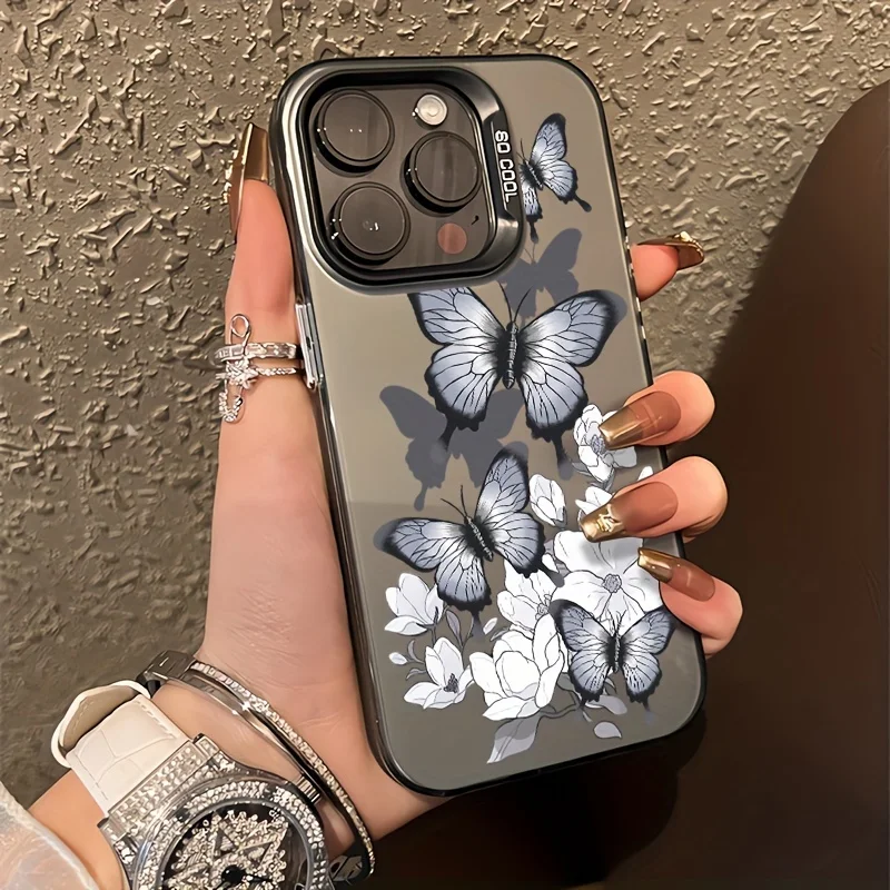 

Fashionable butterfly style phone case for iPhone 16 15 14 13 12 11 Pro/ Max/Plus shock-proof back cover anti-fingerprint