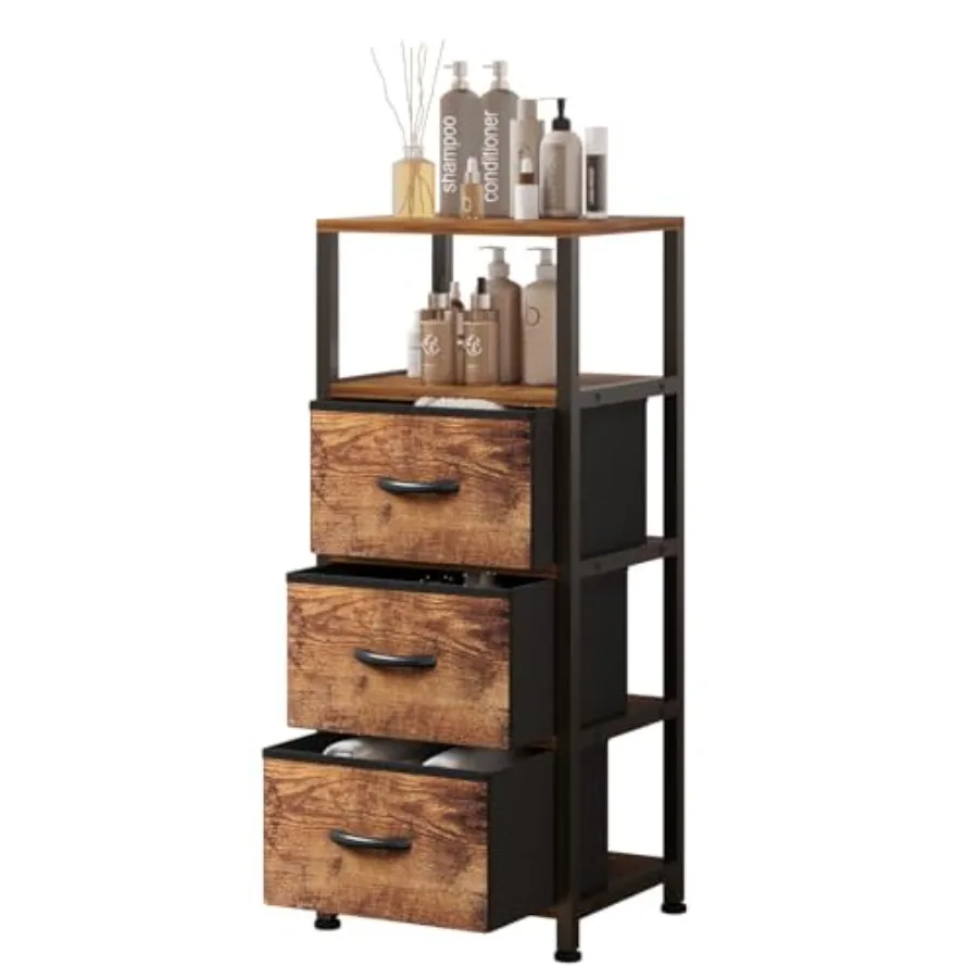 

4-ярусный напольный шкаф для ванной комнаты - Отдельно стоящий угловой органайзер для хранения, узкий шкаф для ванной в деревенском стиле, коричневый, для гостиной