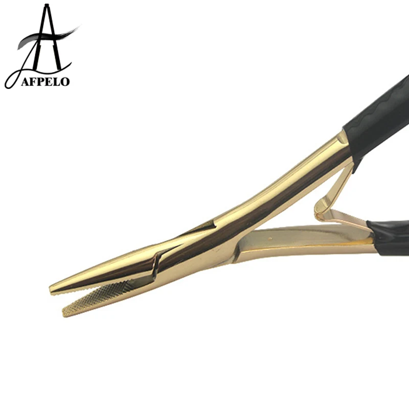 كماشة إطالة الشعر ذات طرف مسطح من الفولاذ المقاوم للصدأ مع أدوات شعر الأسنان لوصلات الشعر #3