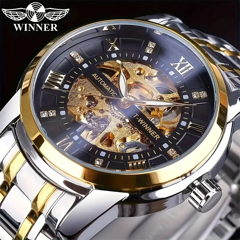 New New Stylish and Cool Men's Luxury Automatic Mechanical Watch, Gold Skeleton Design, Stainless Steel Band, Elegant Business Style, the Best Gift for Him - Aliexpress Deal