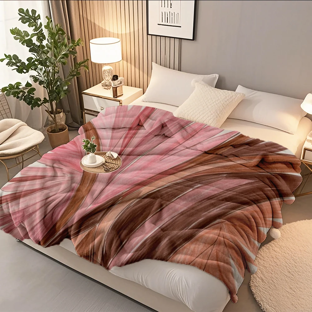 

Seasonal Decor Flannel Soft Blanket Boho Feathered Abstract In Vintage Floral Pattern Travel Blanket Thermal Blanket No-shedding