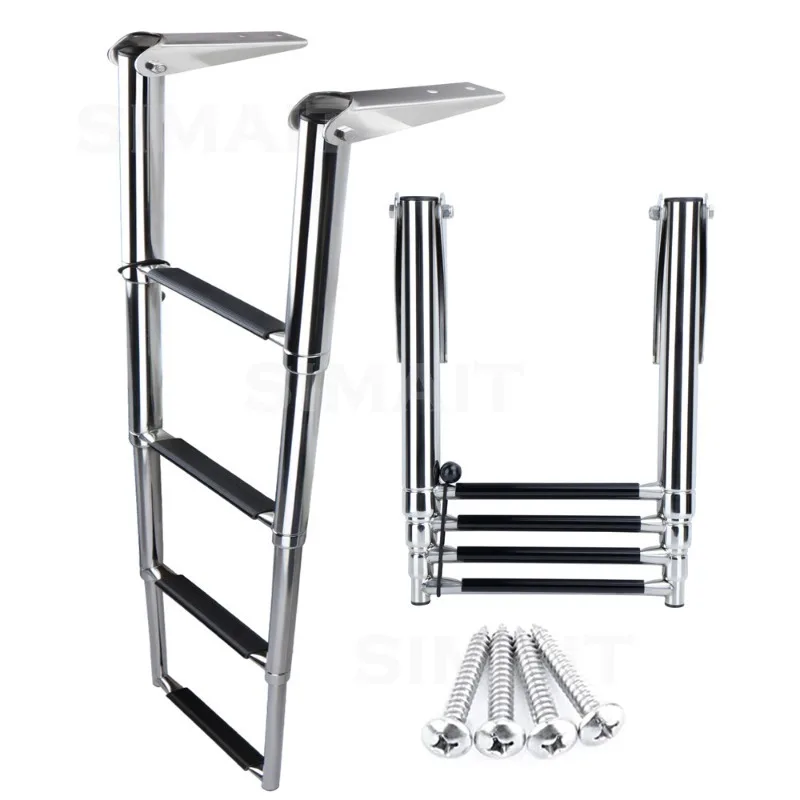 Stainless Steel Marine Sewer Ladder, Deck Ladder Foldable Retractable Ladder, Ship Boarding Ladder Pedal, Gangway Ladder