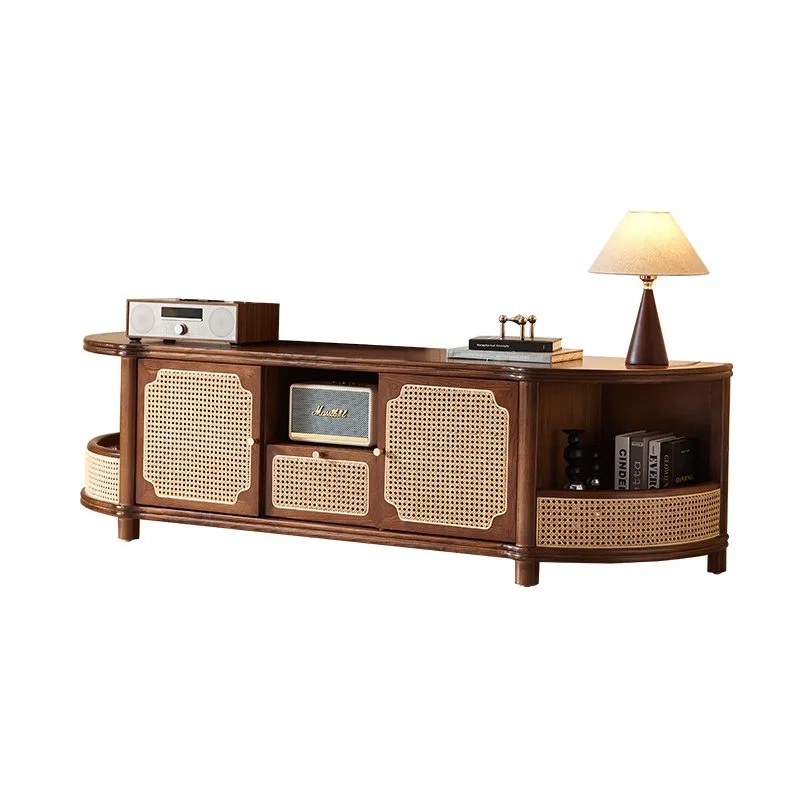 Rattan small apartment Nordic simple modern living room home minimalist silent wind TV cabinet combination