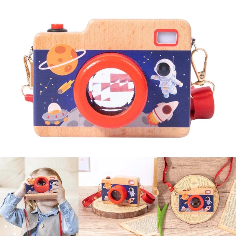 Giocattolo per fotocamera caleidoscopio in legno per bambini che imparano regalo giocattolo per attività fotocamera Montessori