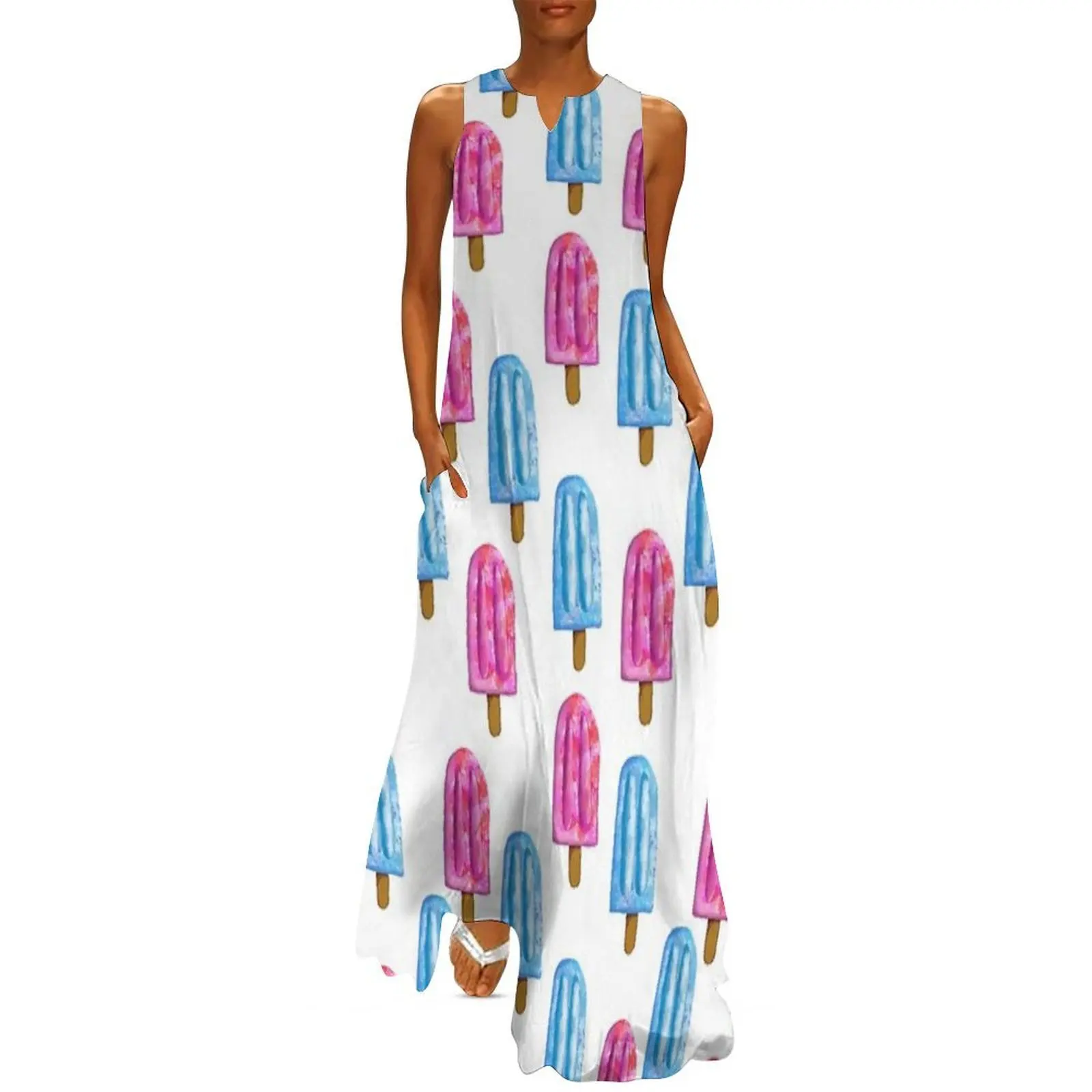 

Strawberry and blueberry popsicle pattern Long Dress dresses summer women formal occasion dresses