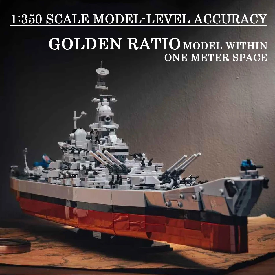 MOC العسكرية لوا فئة يو اس اس اس ميسوري BB-63 سفينة حربية نموذج اللبنات الحرب العالمية الثانية بسمارك الطرادات سفينة حربية الطوب لعب الاطفال هدية
