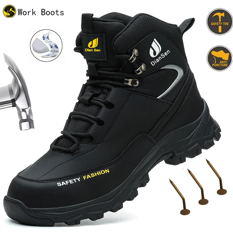 

Fashion Safety Shoes Men Steel toe shoes non-slip Work Sneakers Indestructible Shoes Anti-smash Anti-puncture Protective Boots