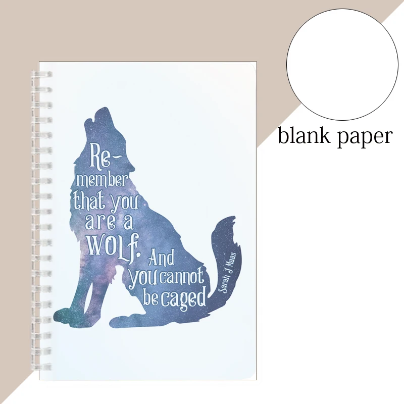 A5 Notebook Spiral Binder - Sarah J. Maas- Coil Note Diary Wolf Elk Rune Inspirational Motivational Quotes Carnet Travel Journal