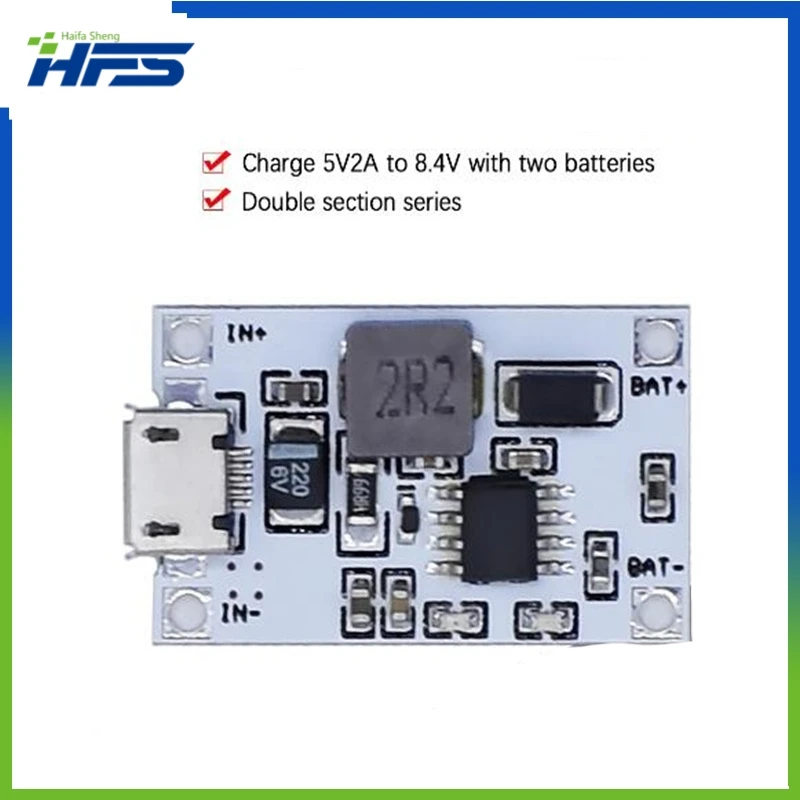 

Повышающее зарядное устройство для литиевого аккумулятора 5 в 2 А, защитная плата 2S 7,4 В 8,4 в, Повышающий Модуль питания, плата для зарядного устройства для литий-полимерного и литий-ионного аккумулятора 18650, сделай сам
