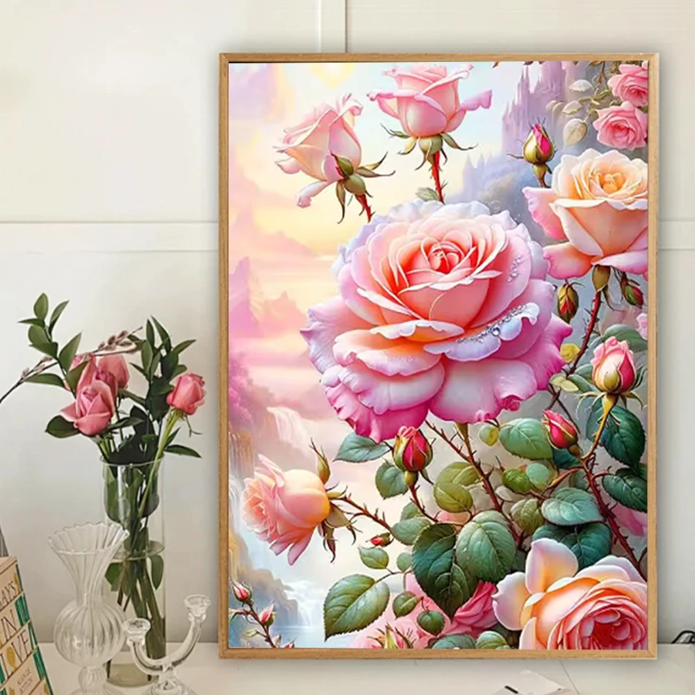 Huacan 2025, neue Serie, Diamant-Gemälde, Blume, voll, quadratisch, rund, Diamant-Mosaik, Rose, handgefertigtes Geschenk