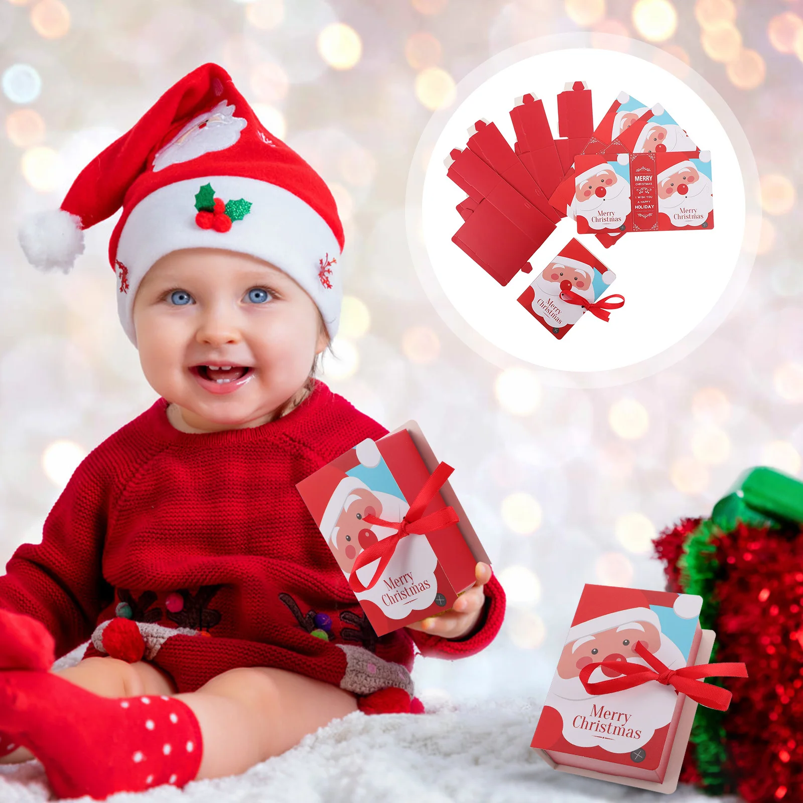 5 قطعة صناديق حلوى عيد الميلاد كتاب شكل صندوق ورقي الإبداعية هدية حقيبة للتخزين كتاب شكل صندوق حاوية حلوى عيد الميلاد