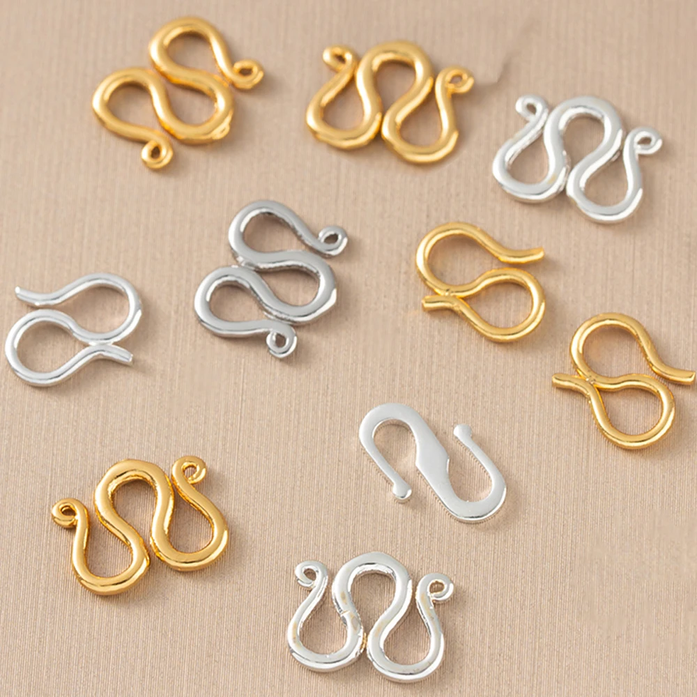 

20pcs 18K Gold Plated Brass S W Shape Hook Necklace Clasp Wire Connector for DIY Bracelet Necklace Jewelry Making Hypoallergenic