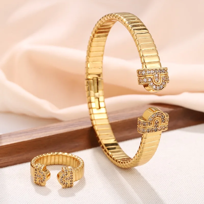 Light Luxury European American Style Niche Open Mouth Style Bracelet Ring High-end Sense Unique Personality Exquisite Accessorie