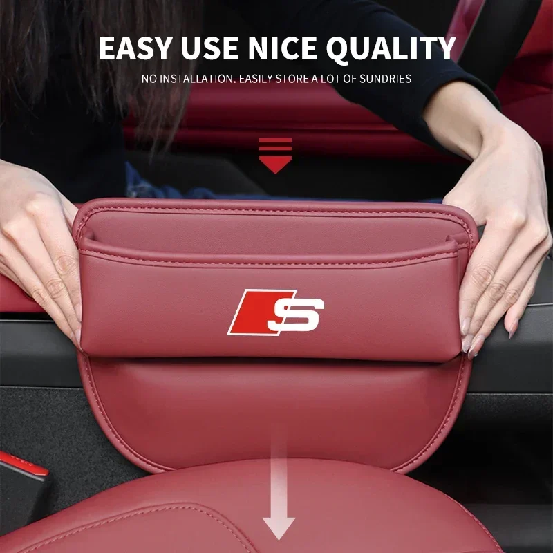 Leather Car Seat Crevice Storage Box Slot Phone Holder Gap Bag For Audi SLine A5 C6 C5 A1 A7 Q3 TT S3 B5 A3 8P 8V B6 8L Q2 S4