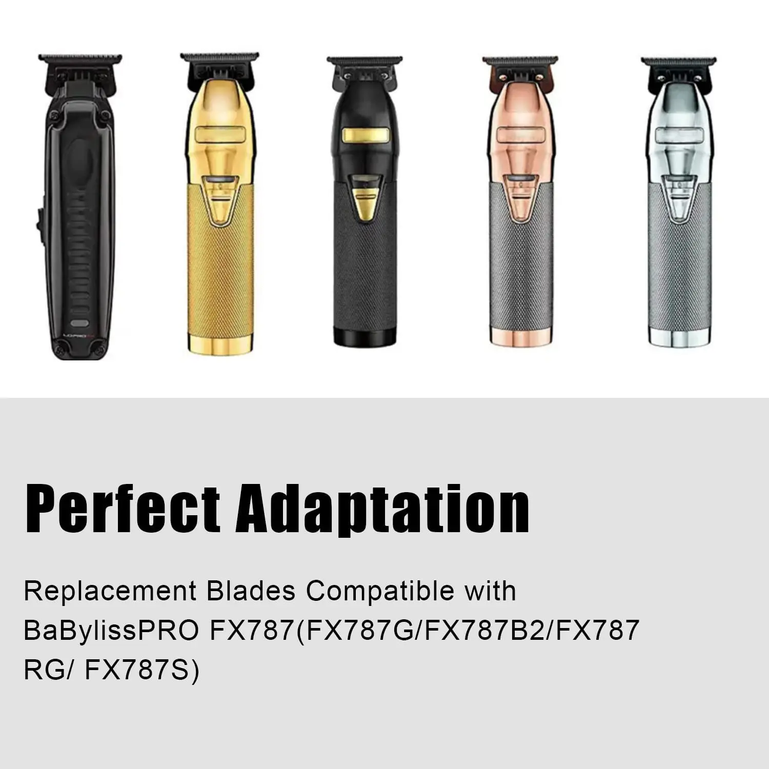 FX707 Gold DLC Replacement Blades Compatible with BaByliss Barberology FX787 & FX726 Trimmer ,Replacement Head DLC 2.0
