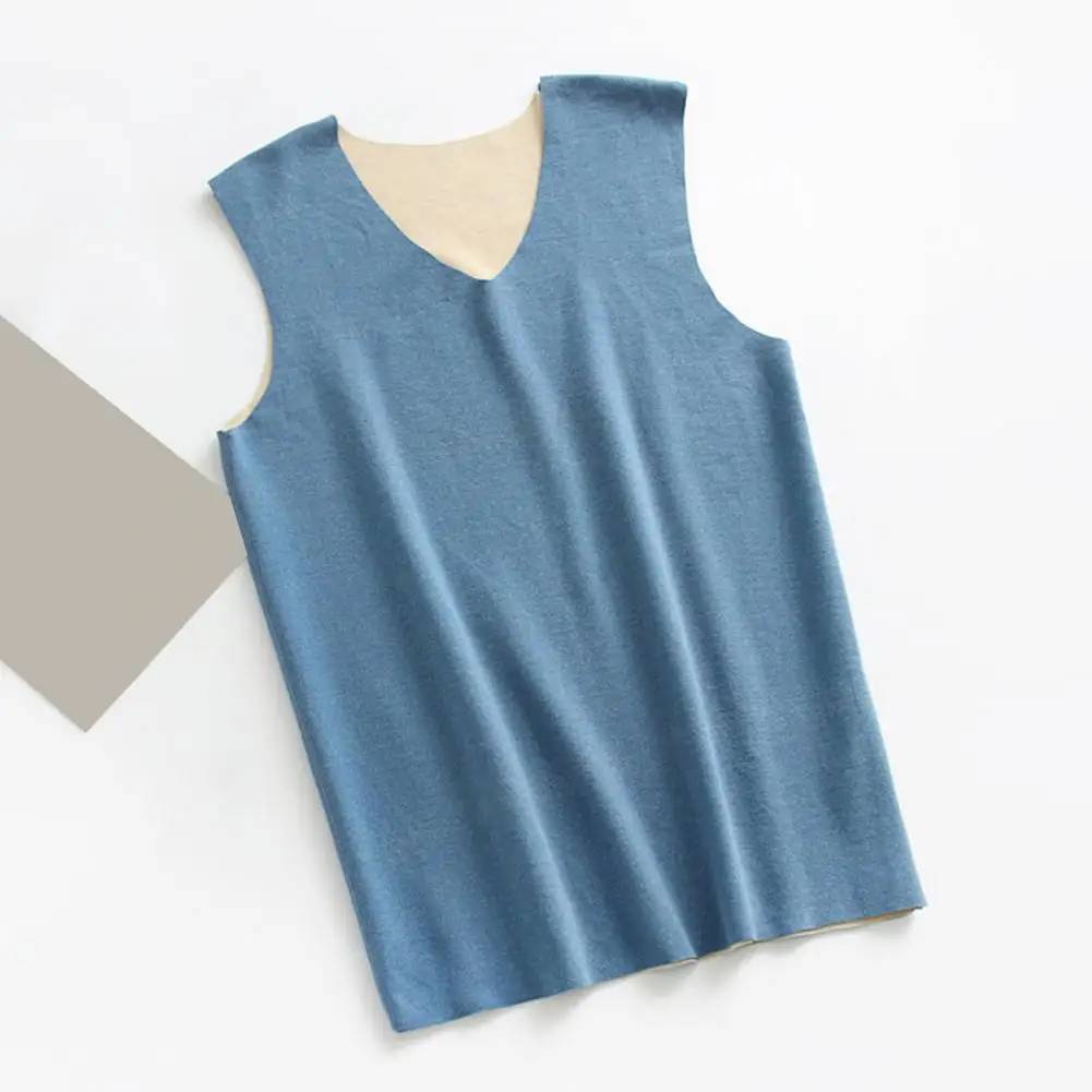 Cozy Vest Men's V-neck Sleeveless Vest Tops with Temperature-locking Technology Seamless Design Reversible Brushed Craft