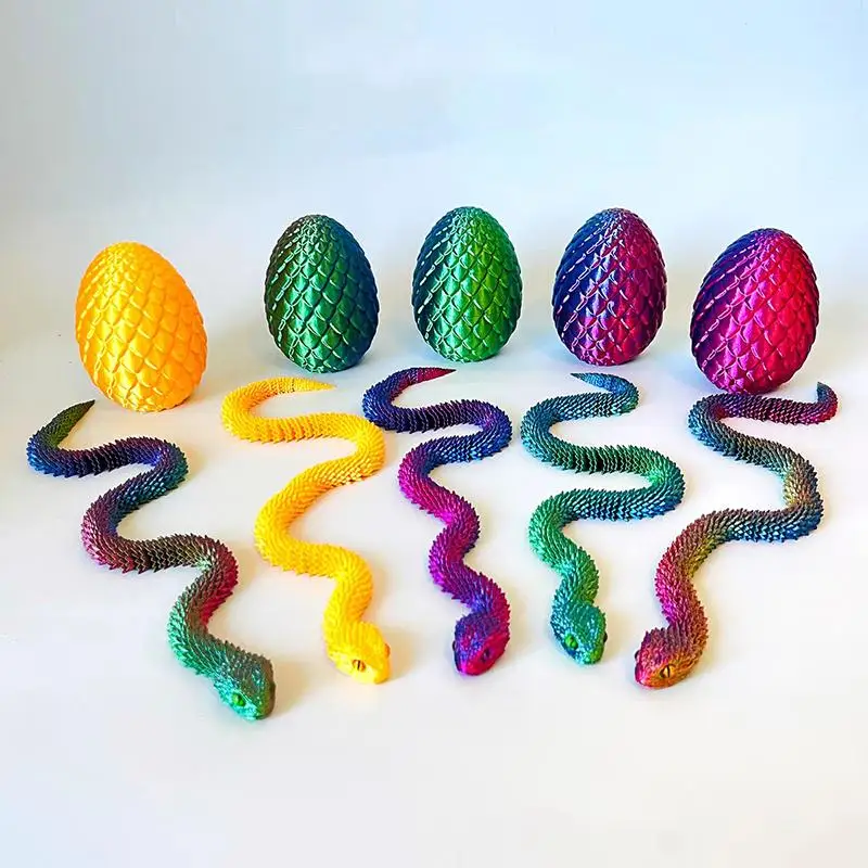 C Cool Funny Figurine For Home Office Desktop Home Decor 30cm 3D Printed Snake With 8.5cm Egg Mobility Simulate Snake Ornament