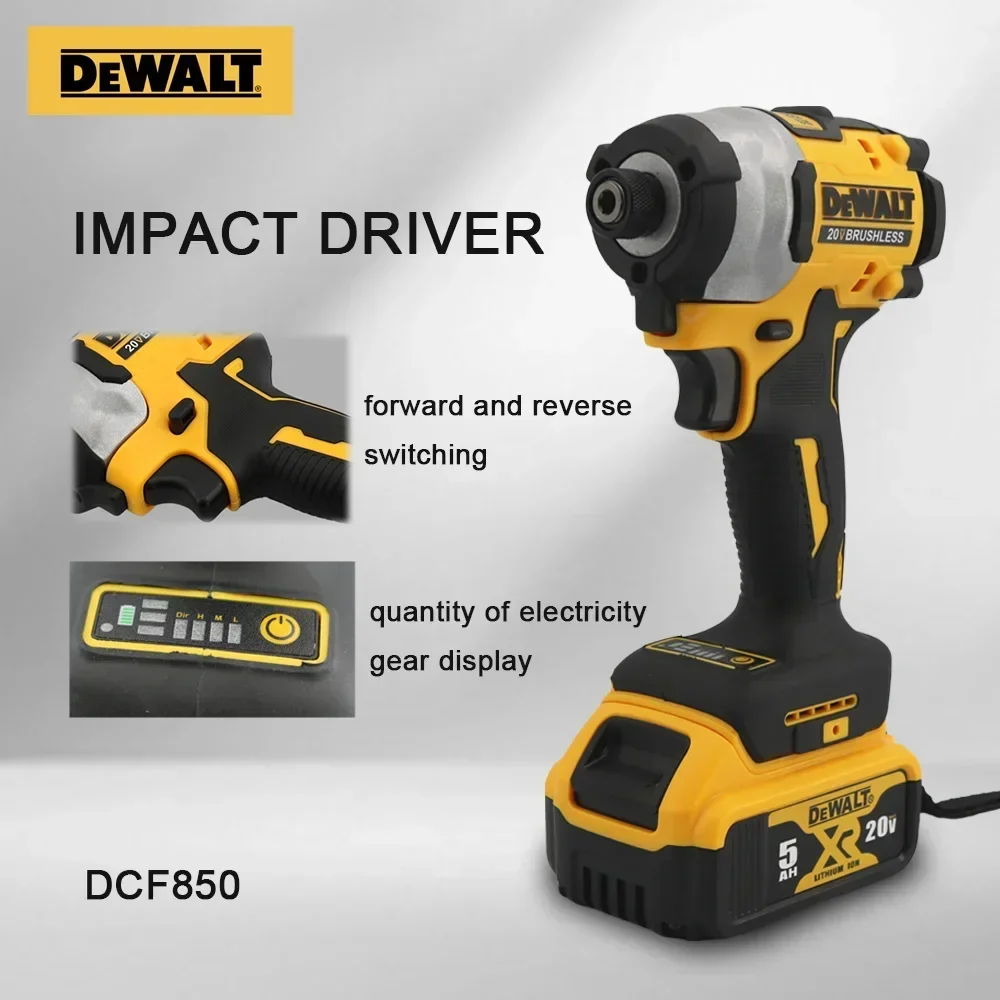 DEWALT DCF850 Impact Driver 205NM Brushless Cordless Electric Drill Rechargable Battery 18V/20V Screwdriver Power Tools