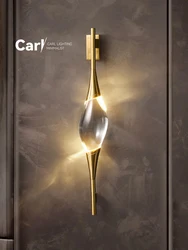 Modern Copper Crystal Wall Lamp Designer Simple Creative Decoration Living Room Dining Room Study Bedroom Bedside Lamp