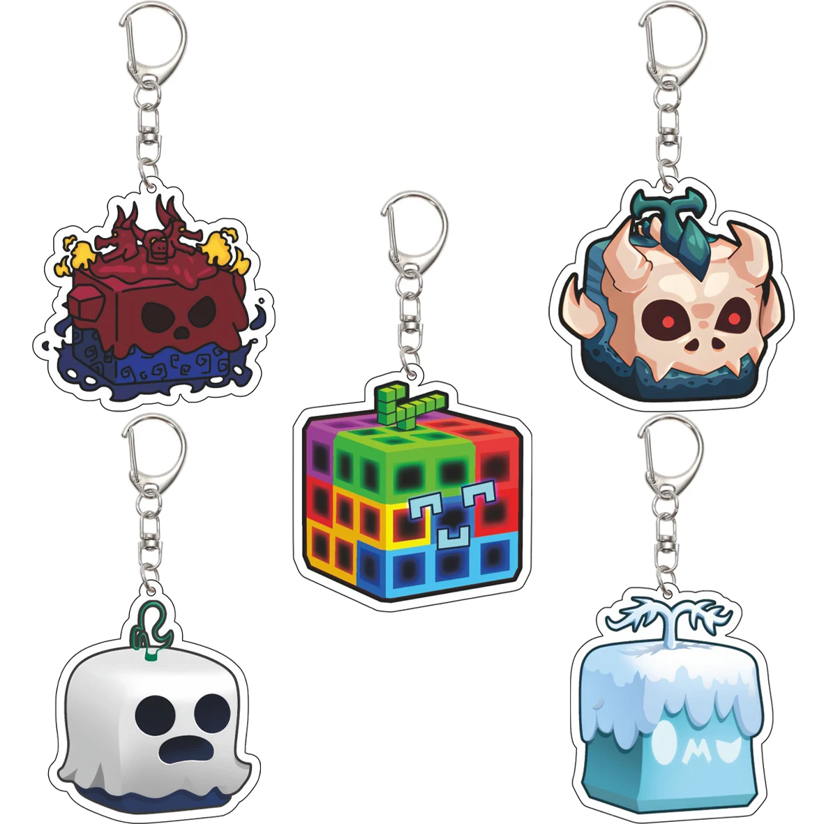 55MM Anime Blox Fruits Figure Cerberus Fruit Rubber Fruit Yeti Fruit Ghost Fruit Ice Dragon Fruit Acrylic Keychain Cute Gifts