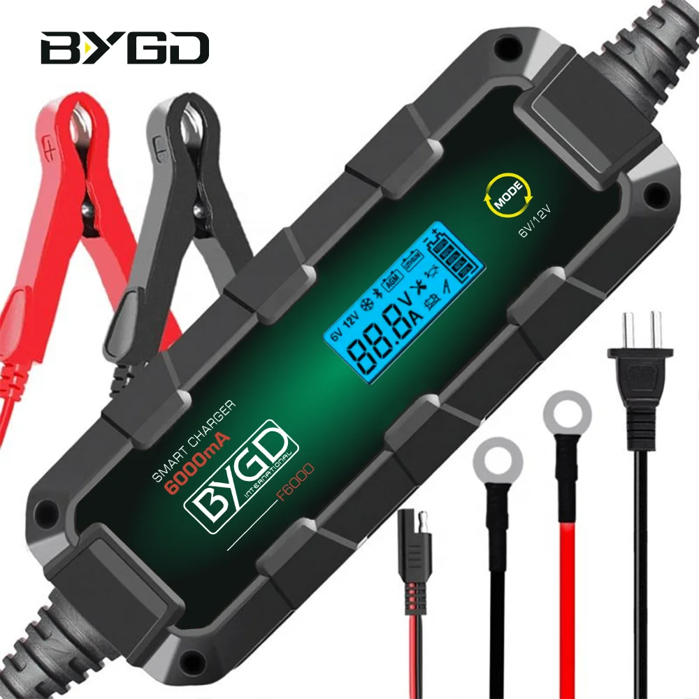 Factory Wholesale Customizable 6A Smart Battery Charger, 12V 8-Stage Charging For Lithium-Ion/Lead-Acid, Vehicle Maintenance