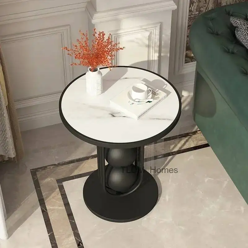 Mesa de Centro Redonda de Mármore Estilo Nórdico para Jardim, Mesa de Café Luxuosa para Móveis de Quarto LJYXP