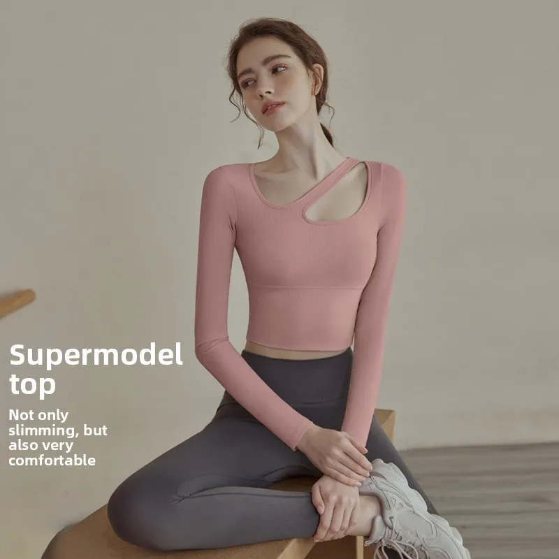 

Женская футболка Long Sve Fitn, обтягивающий спортивный топ для спортзала, одежда для йоги Qui Dry, эластичный жилет для бега, майка Fitn