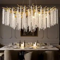 Round Gold Crystal Chandelier For Bedroom Living Room Dining Room Lounge Modern Luxury Gold Ceiling Crystal Branch Chandeliers