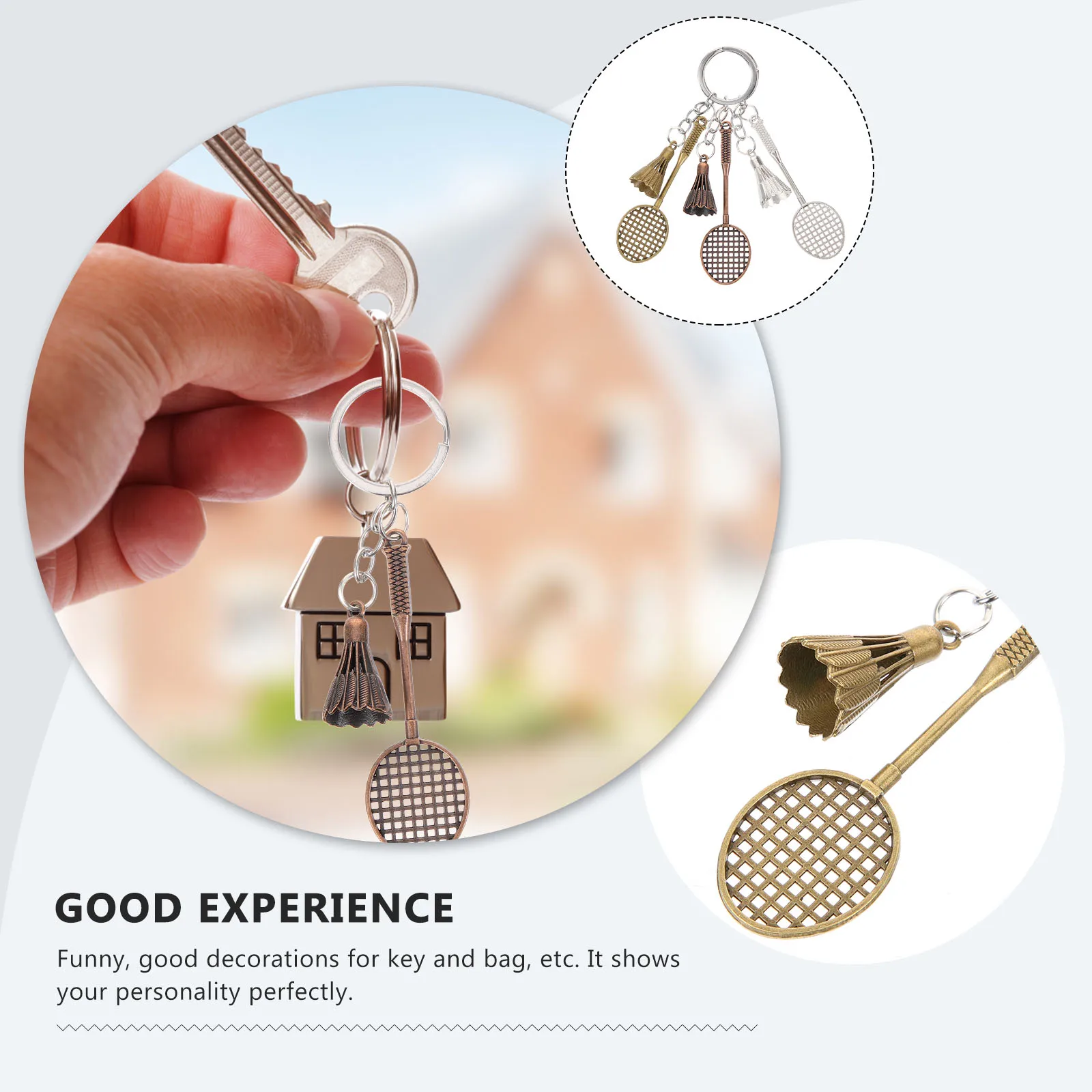 

3pcs Badminton Keychains Metal Design Keychain Pendant Decorative Sport Key Ring For Bag Keys Lovely Durable Accessories