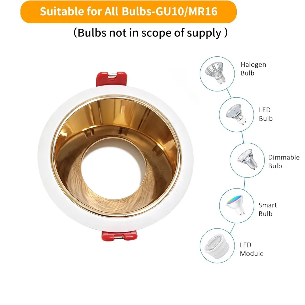 JOYINLED 1/10PCS MR16 GU10 LED Recessed Ceiling Spotlight Frame Round Aluminum Downlight Fixture Lamp Holder Housing Trim