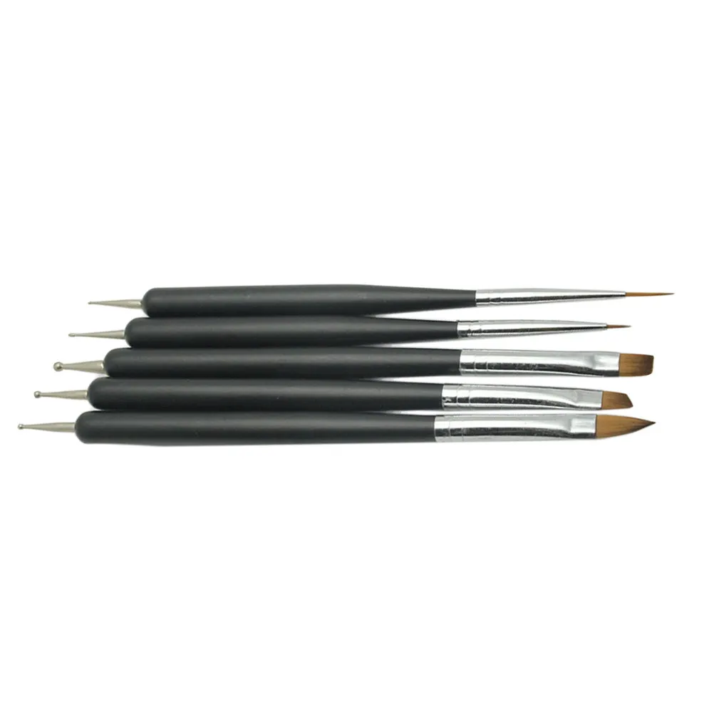 

5Pcs Professional Nail Art Drill Pen with Ball End and Nylon Brush Tips for Fine Manicure Dotting Painting on Natural False