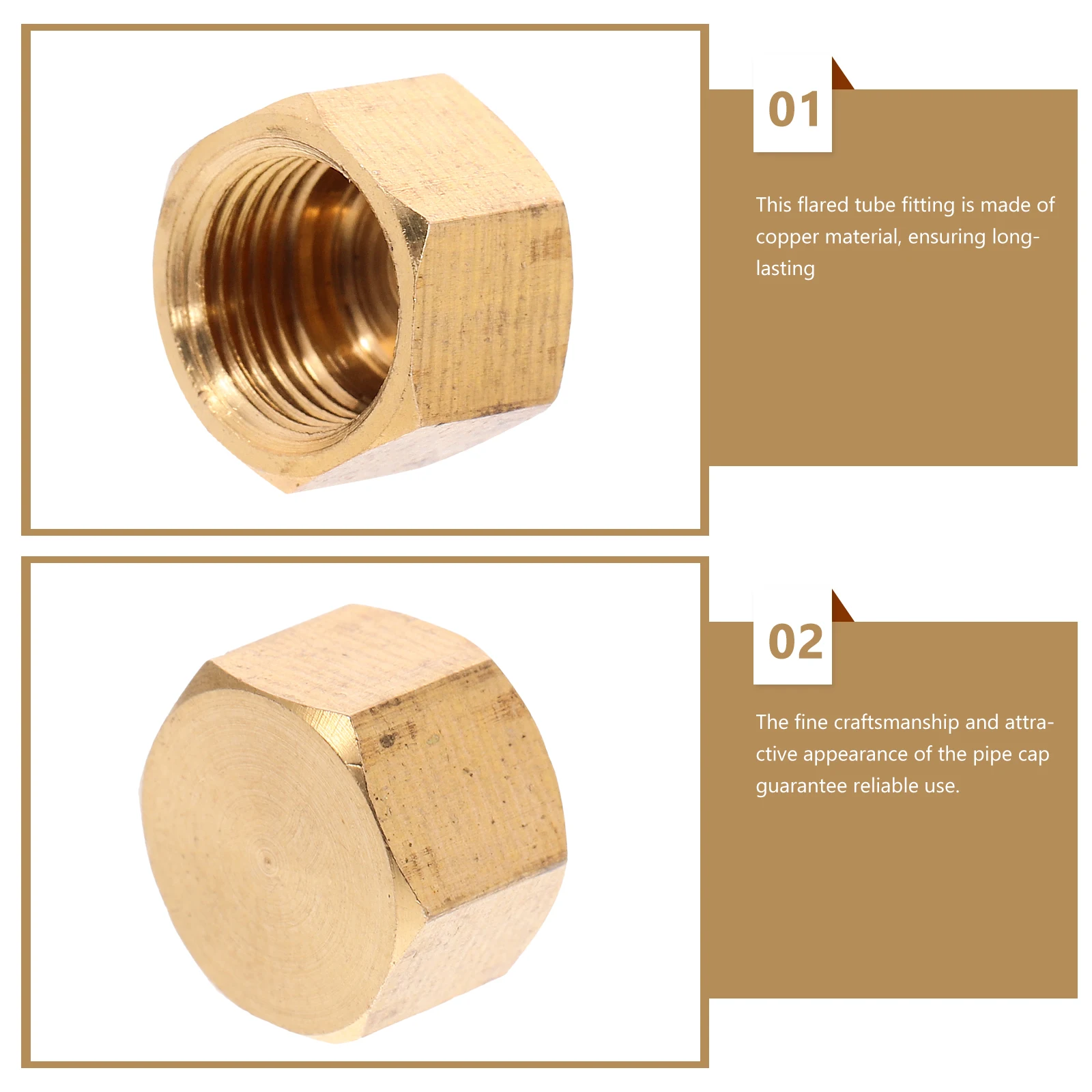 

4pcs Copper Tube Cap Plug Compression 1/8 Flare Nut Fittings Pipe Cover Fitting Cap Copper Material Durability Tight