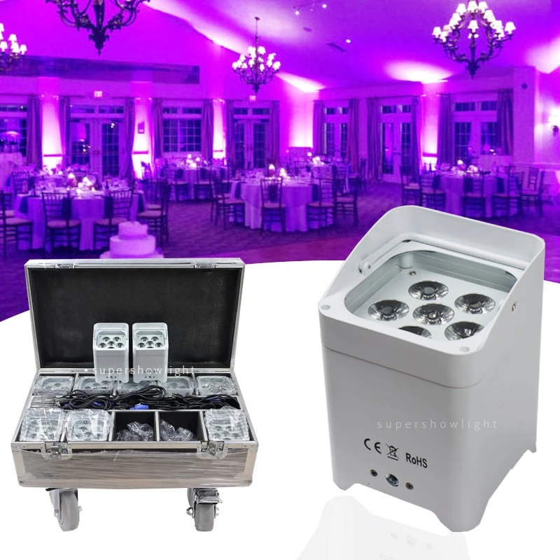 com case dmx alimentado por bateria sem fio inteligente led uplight 618w rgbwa mais uv para o casamento 10 pecas lote 01